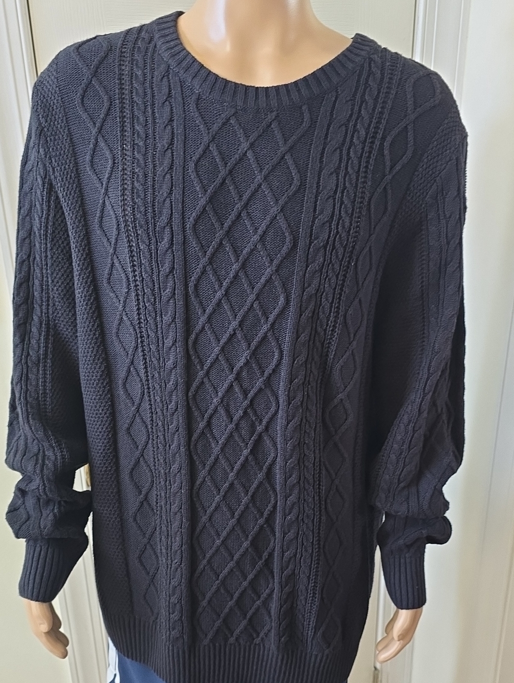 Sonoma Brand Men's Big & Tall Black Crewneck Cable Sweater Size 2XB